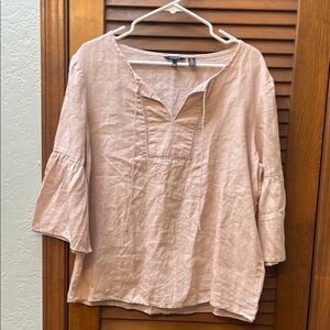 Ellen Tracy blush pink linen blouse size L
